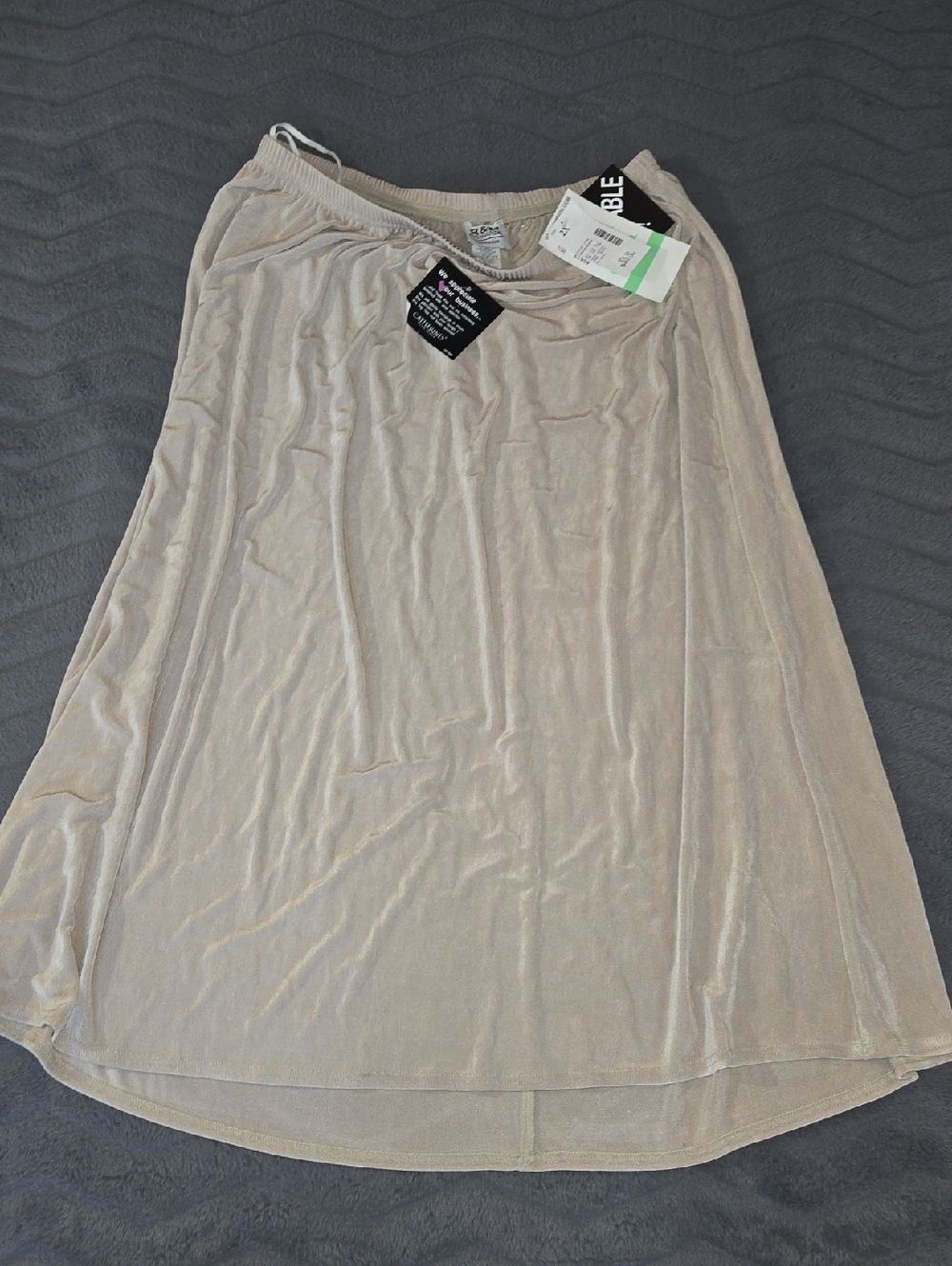 R&M Richards Light Beige Midi A-Line Skirt